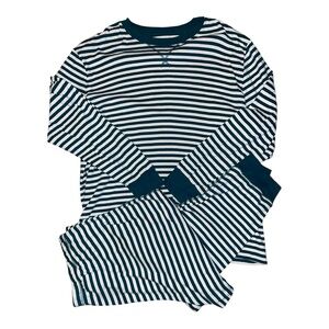 Primary Green and White Striped Women’s Pajama Set